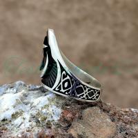 925 Ayar Gümüş Ay Yıldızlı Zihgir Erkek Yüzük