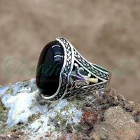 925 Ayar Gümüş Oniks Taşlı Erkek Yüzük