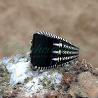 925 Ayar Gümüş Pençe Tasarım Oniks Taşlı Erkek Yüzük