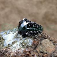 925 Ayar Gümüş Pençeli Siyah Zirkon Taşlı Erkek Yüzük