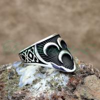 925 Ayar Gümüş Üçhilal Zihgir Erkek Yüzük