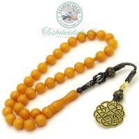 1000 Ayar Kazaz Püsküllü Sarı Sıkma Kehribar Tesbih