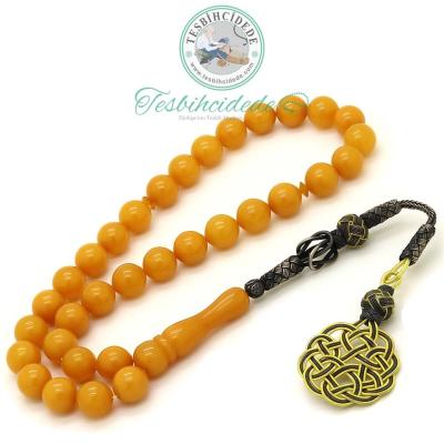 1000 Ayar Kazaz Püsküllü Sarı Sıkma Kehribar Tesbih