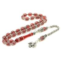 925 Ayar Gümüş Püsküllü Karpuz İşlemeli Sıkma Kehribar