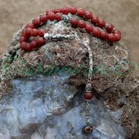 925 Ayar Gümüş Ayyıldız Tasarım Mat Akik Tesbih