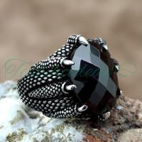 925 Ayar Gümüş Pençeli Zirkon Taşlı Erkek Yüzük