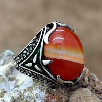 925 Ayar Gümüş Tasarım Akik Taşlı Erkek Yüzük