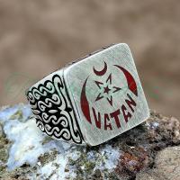 925 Ayar Gümüş Vatan Ayyıldız Tasarım Erkek Yüzük