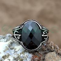 925 Ayar Gümüş Zirkon Taşlı Elif Vav Tasarım Erkek Yüzük