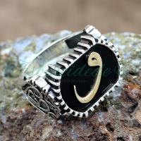 925 Ayar Gümüş Vav Tasarım Oniks Taşlı Erkek Yüzük