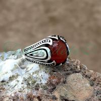 925 Ayar Gümüş Akik Taşlı Erkek Yüzük