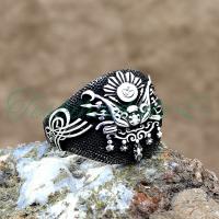 925 Ayar Gümüş Osmanlı Armalı Ve Tuğra Tasarım Erkek Yüzük