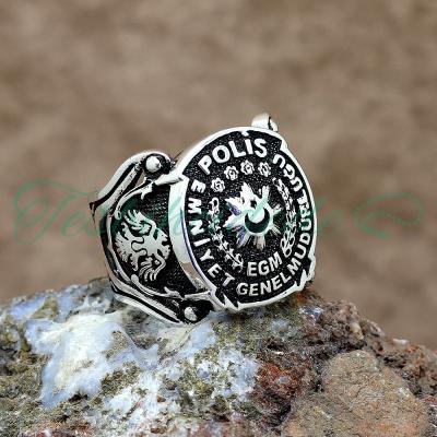925 Ayar Gümüş Ayyıldız Polis (EGM) Erkek Yüzüğü