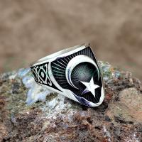 925 Ayar Gümüş Ay Yıldızlı Zihgir Erkek Yüzük