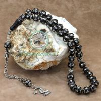 925 Ayar Gümüş Uluyan Kurt Ve Ayyıldız Tasarım Erzurum Oltu Taşı Tesbih