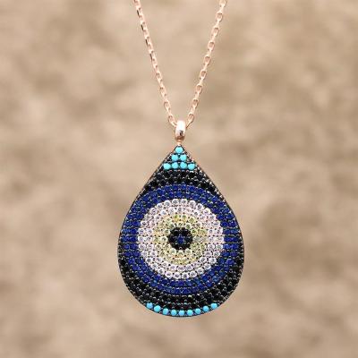 925 Ayar Gümüş Nazar Boncuklu Damla Hayalet Kolye