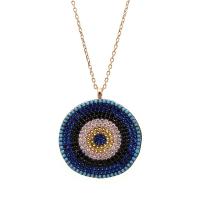 925 Ayar Gümüş Dalgalı Nazar Boncuklu Hayalet Kolye