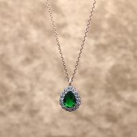 925 Ayar Gümüş Yeşil Zirkon Taşlı Hayalet Kolye