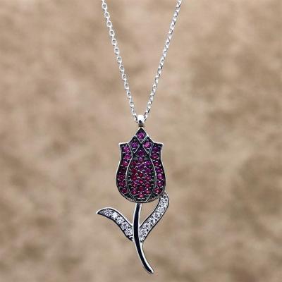 925 Ayar Gümüş Lale Hayalet Kolye