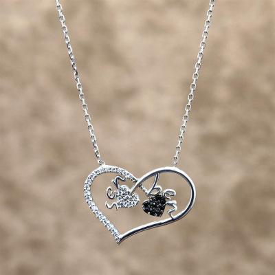 925 Ayar Gümüş Kalpli Sen Ben Hayalet Kolye