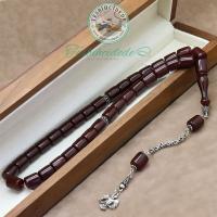 925 Ayar Gümüş Selçuklu Kartal Püsküllü Eskitme Kesme Sıkma Kehribar Tesbih