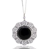 925 Ayar Gümüş Sarmaşık Model Oltu Taşı Kolye