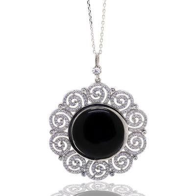 925 Ayar Gümüş Sarmaşık Model Oltu Taşı Kolye