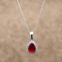 925 Ayar Gümüş Kök Yakutlu Hayalet Kolye