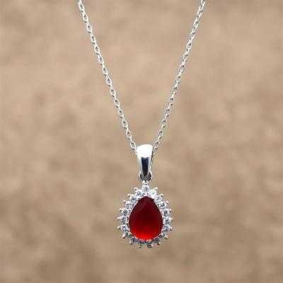 925 Ayar Gümüş Kök Yakutlu Hayalet Kolye