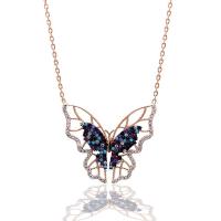 925 Ayar Gümüş Rengarenk Kelebek Hayalet Kolye