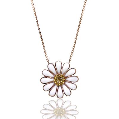 925 Ayar Gümüş Roze Papatya Hayalet Kolye