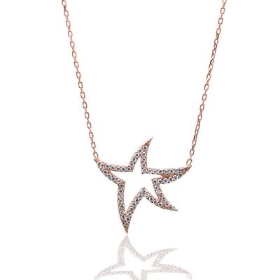 925 Ayar Gümüş Roze Yıldız Hayalet Kolye