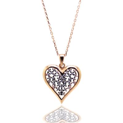 925 Ayar Gümüş Roze Kalpli Hayalet Kolye