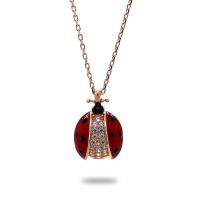 925 Ayar Gümüş Roze Uğur Böceği Hayalet Kolye