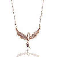 925 Ayar Gümüş Roze Kuş Hayalet Kolye