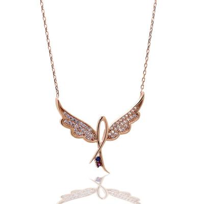 925 Ayar Gümüş Roze Kuş Hayalet Kolye