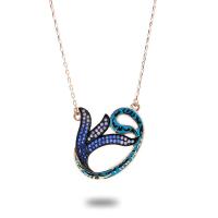 925 Ayar Gümüş Turkuaz Laleli Vav Hayalet Kolye