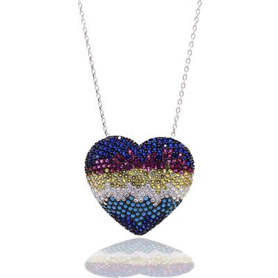 925 Ayar Gümüş Rengarenk Kalpli Hayalet Kolye