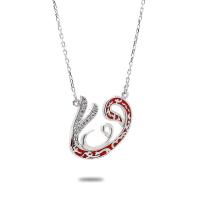 925 Ayar Gümüş Kırmızı Mineli Vav Hayalet Kolye