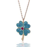 925 Ayar Gümüş Mineli Yonca Hayalet Kolye