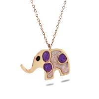 925 Ayar Gümüş Mineli Fil Kolye