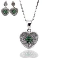 925 Ayar Gümüş Kalpli Küpe Kolye