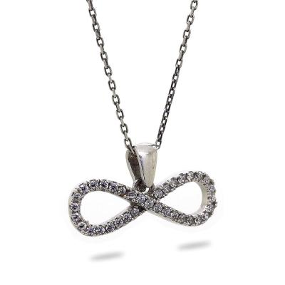 925 Ayar Gümüş Zirkon Taşlı Sonsuzluk Model Kolye