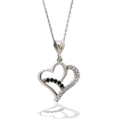 925 Ayar Gümüş Zirkon Taşlı Kalpli Kolye
