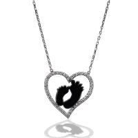 925 Ayar Gümüş Kalpli Bebek Ayak İzi Kolye