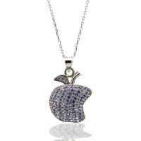925 Ayar Gümüş Swarovski Taşlı Elma Apple Kolye