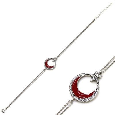 925 Ayar Gümüş Mineli Ayyıldız Bileklik