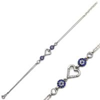 925 Ayar Gümüş Nazar Boncuklu Kalpli Bileklik