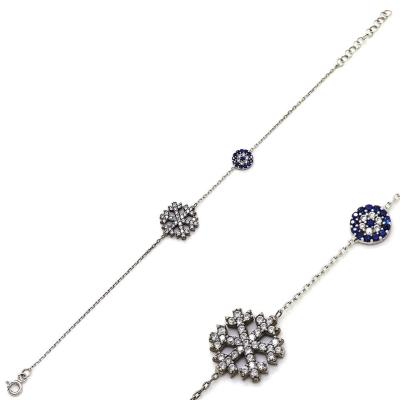 925 Ayar Gümüş Nazar Boncuklu Kartanesi Bileklik