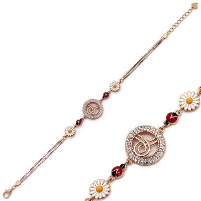 925 Ayar Gümüş Papatya Uğur Böceği Tuğra Bileklik